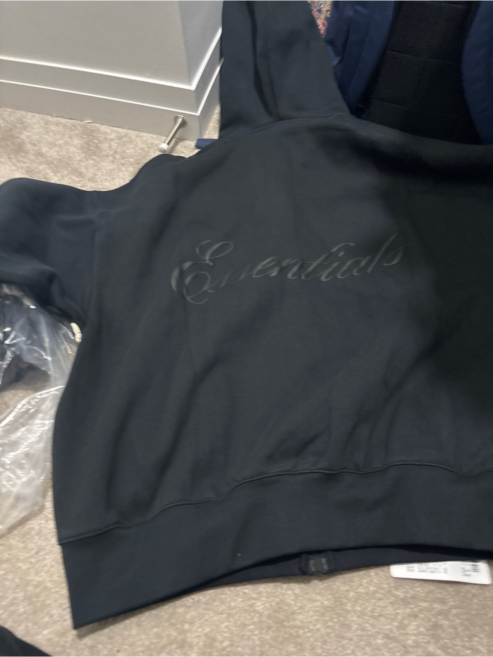 Essentials Black Tonal Script Hoodie - Picture 5 of 6